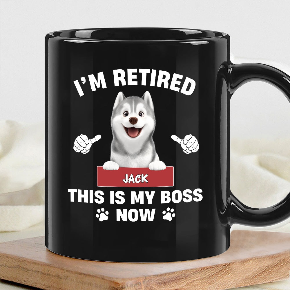 Personalized Classic Tee - Funny Retirement Dog Shirt - "I'm Retired, This Is My Boss Now" - Custom Pet Name Gift