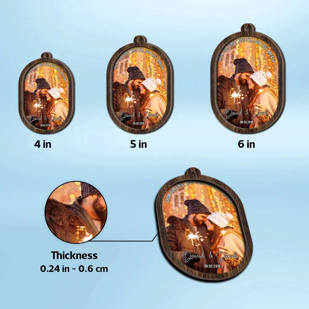 Personalized 2-Layer Wooden Ornament for Couples, Warm Night Scene Tree Decor, Creative Holiday Gift for Him or Her