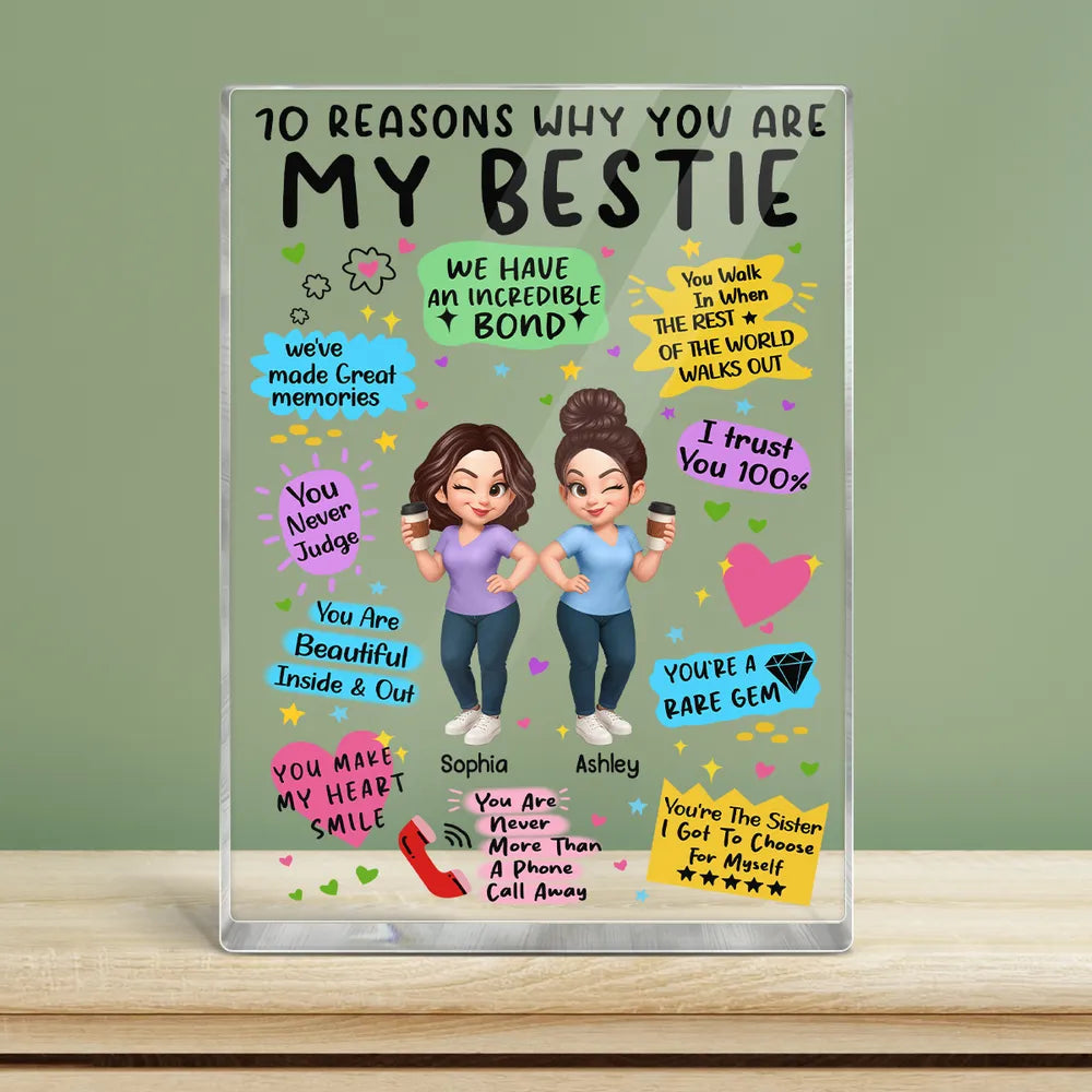 “10 Reasons Why You Are My Bestie” Personalized Acrylic Block Plaque