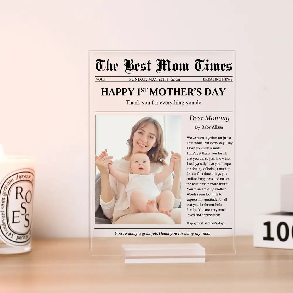 Personalized Acrylic Plaque Gift with Thank-You Letter for Mom