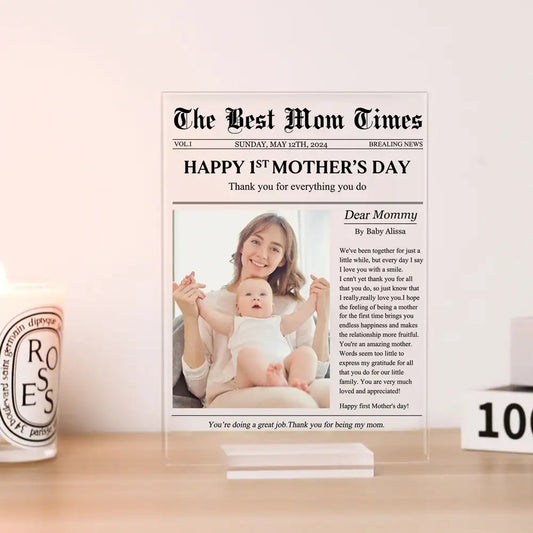 Personalized Acrylic Plaque Gift with Thank-You Letter for Mom