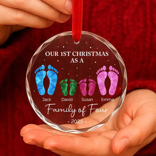 Crystal Ornament with Clear Shine for Christmas Tree, Capturing Warm Family Moments in Festive Glow