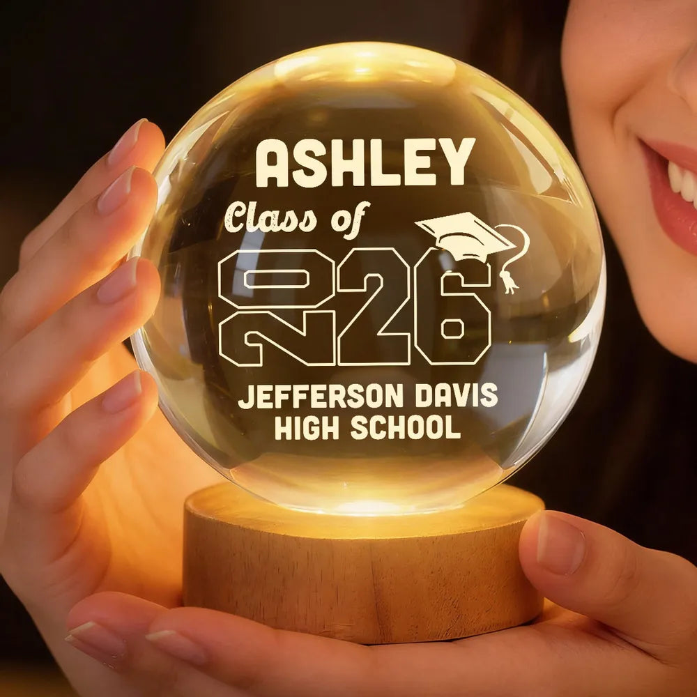 Globe Lamp with Personalized Class of Design, Warm Cozy Nightstand Glow, Meaningful Gift for a Grad