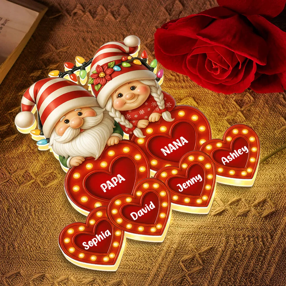 Grandparents Acrylic Light Box – Personalized Christmas Decoration with Grandkids’ Names, Clear and Collectible Gift