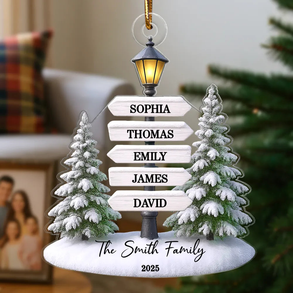 Family Name Tree Sign Acrylic Ornament – Personalized Christmas Decoration