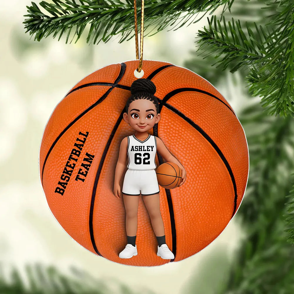 Basketball Player Acrylic Ornament – Festive Tree Décor with Ball, Unique Keepsake Gift for Athletes, Coaches, Teammates, and Sports Families