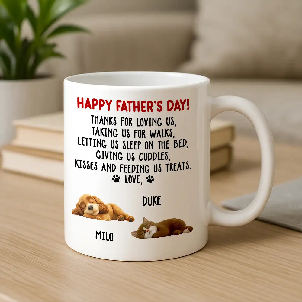 Funny Pet-Themed White Ceramic Mug – Father’s Day Gift for Dog Dads Featuring Sleeping Puppy