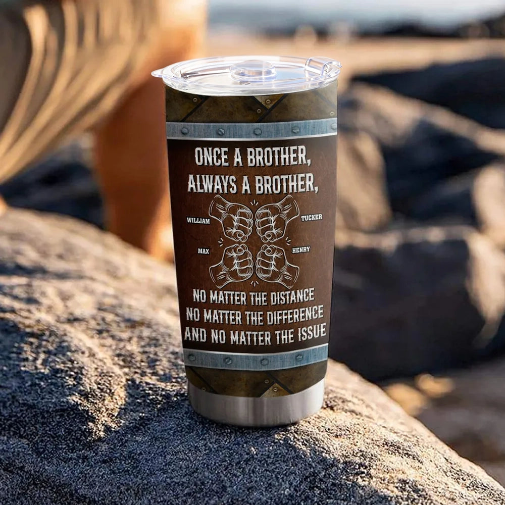 Personalized Insulated Travel Tumbler Once A Brother Always A Brother Gift for Brother, Fist Bump Design
