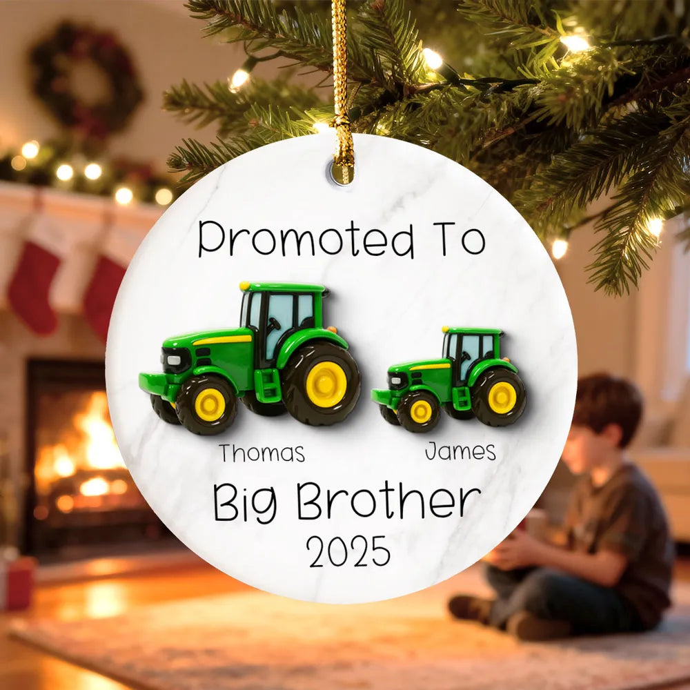 Big Brother Promotion Ornament with Tractor Theme – Meaningful Farm Gift for Family Christmas Celebration