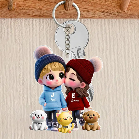 Customizable Couple's Acrylic Keychain – Personalized Names Gift