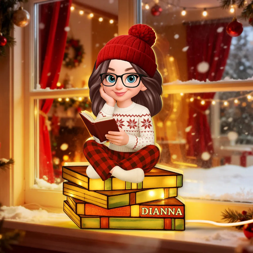 Acrylic Light Box with Reading Girl Design | Cozy Home Decor, Perfect Gift for Book Lovers