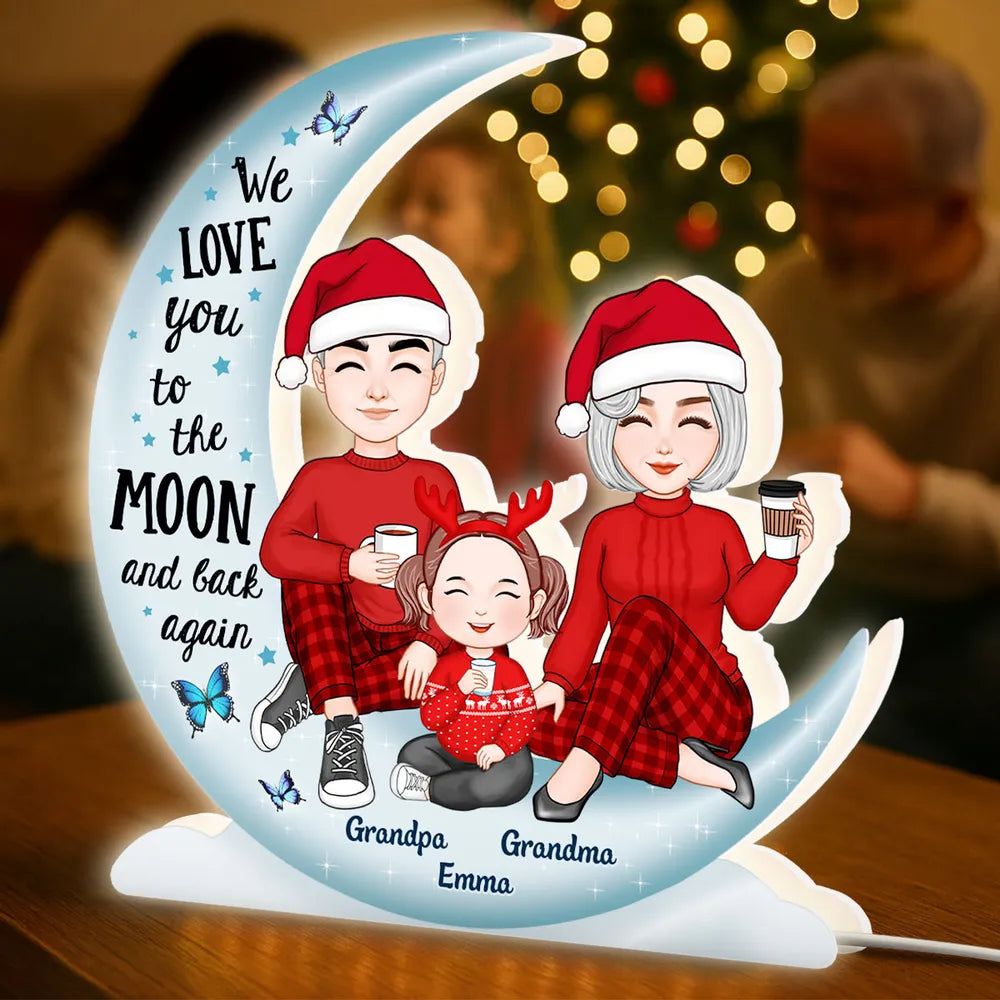 Acrylic Light Box 'We Love You to the Moon and Back' Night Light, Sweet Grandparent Gift, Cozy Bookshelf Decor