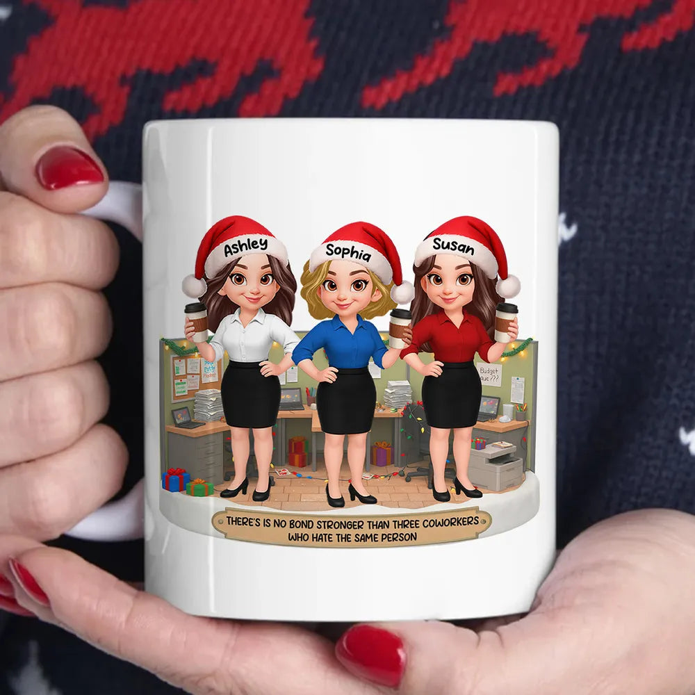 Personalized White Ceramic Mug for Coworkers – Funny Office Scene, Custom Work Besties, Unique Gift for Colleagues