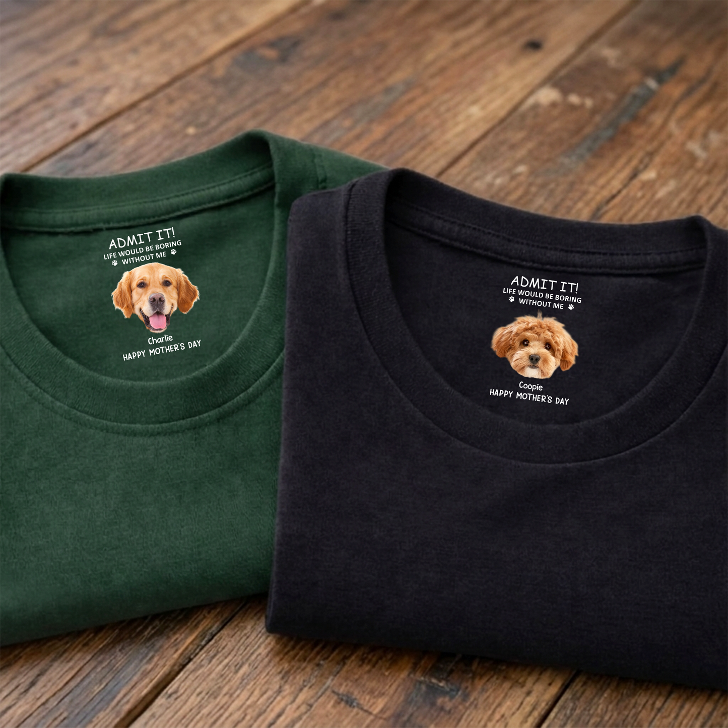 Personalized Dog Photo Classic Tee With Funny Quote For Dog Moms, Unique Mother's Day Gift