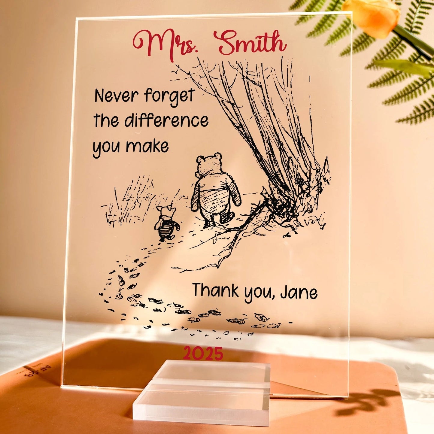 Custom Acrylic Plaque Keepsake, Heartfelt Never Forget the Difference You Make Message, Meaningful Appreciation Gift
