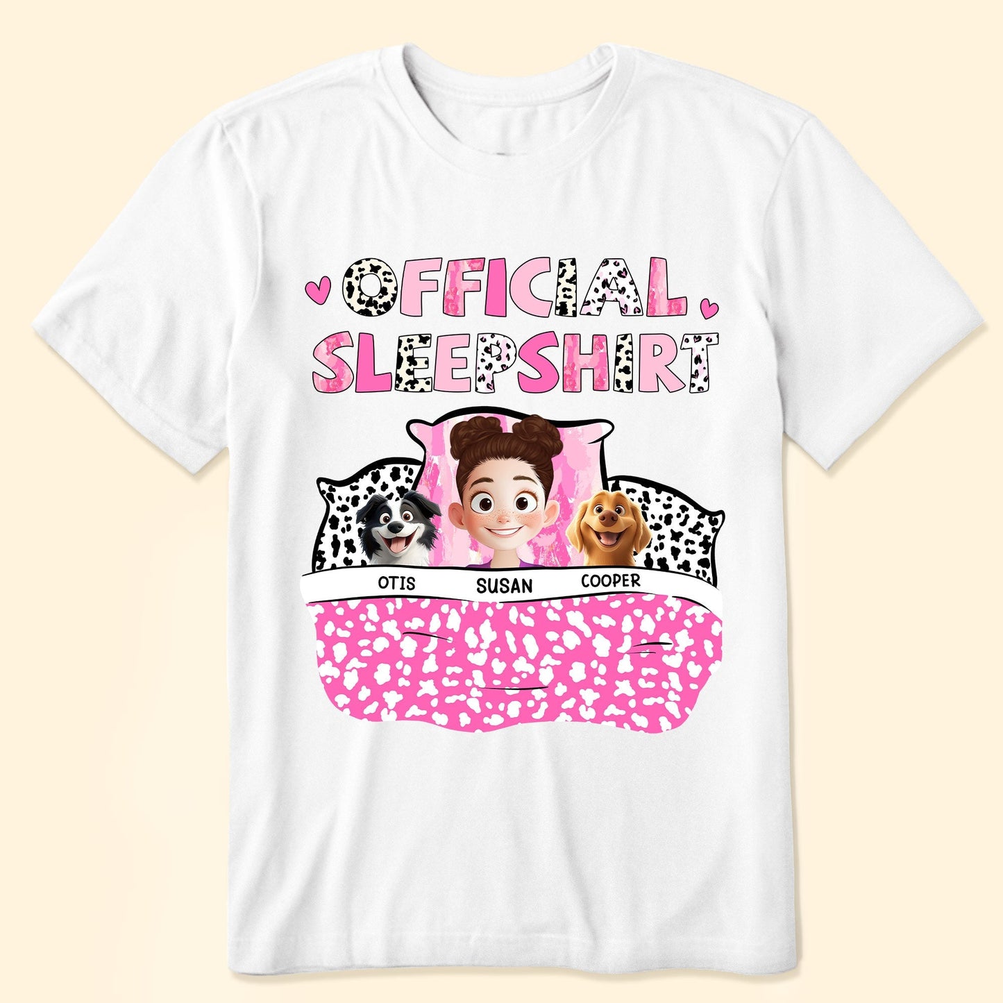 Personalized Dog Lover Sleep Shirt – Official Sleepshirt with Cute Design Featuring Pet Names, Ideal for Kids and Pet Lovers, Perfect for Birthdays or Casual Wear