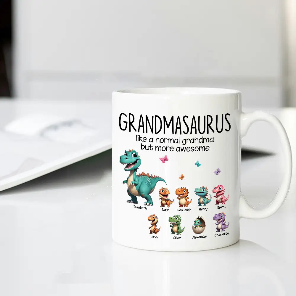Personalized Classic Tee - Fun Dinosaur Family Design, Ideal Grandmother’s Day Gift for Grandma, Grandkids & Couples