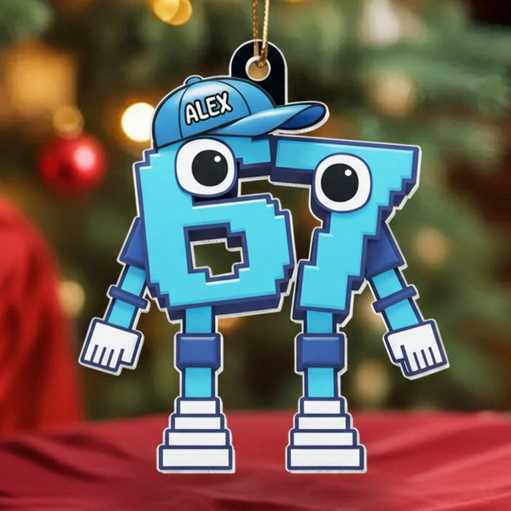 Pixel Number Acrylic Ornament For Kids Gaming Tree Decor Unique Gift For Young Gamers