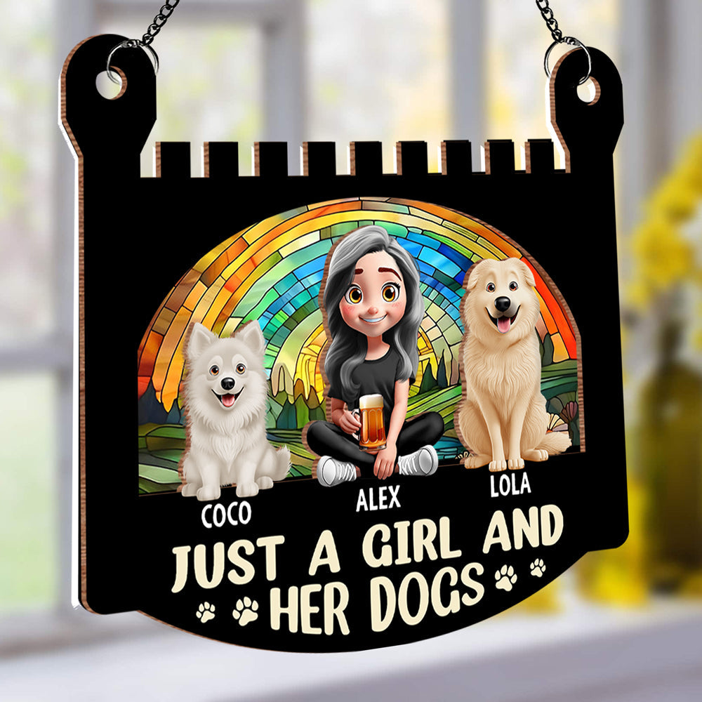 Personalized Girl & Dog Acrylic Ornament - Custom Wood Layered Gift