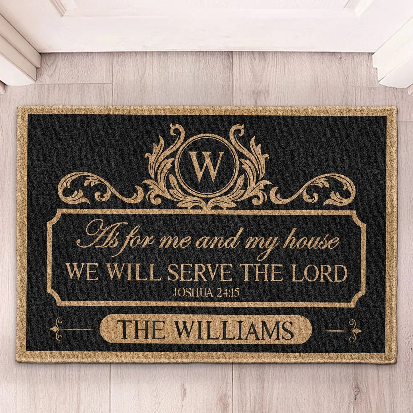 Personalized Standard Doormat With Family Name, As For Me And My House We Will Serve The Lord Entryway Decor, Unique Housewarming Gift