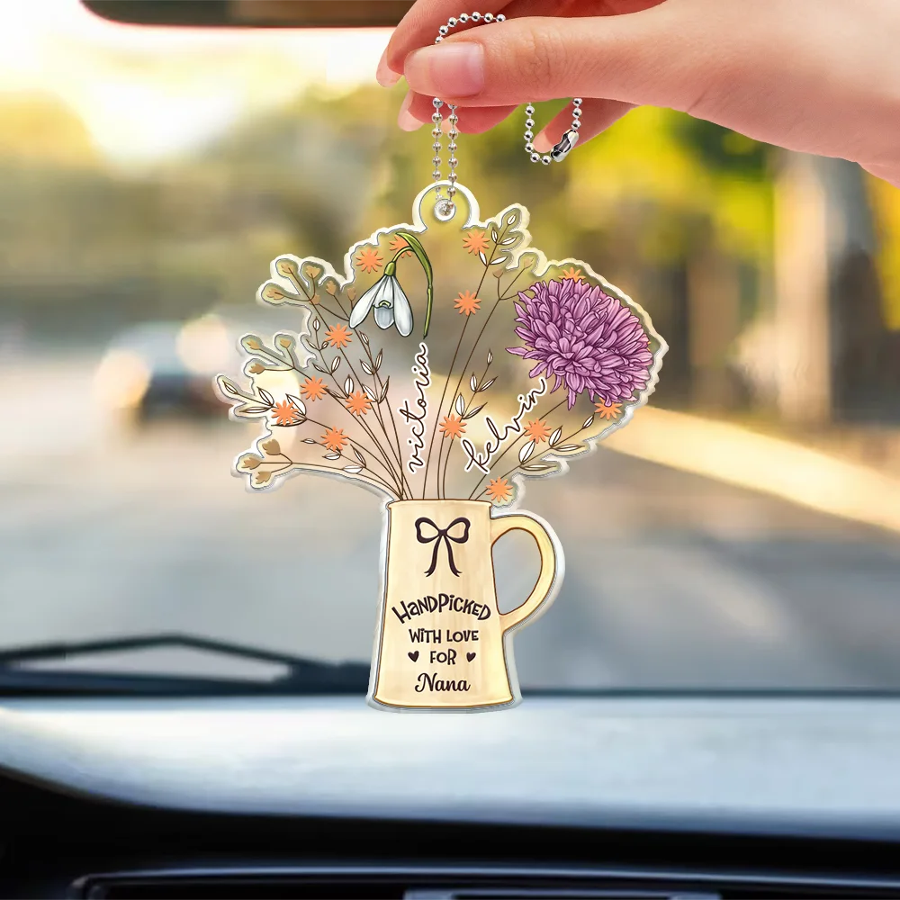 Personalized Mother's Day Ornament - "Handpicked with Love for Mama" Custom Floral Gift