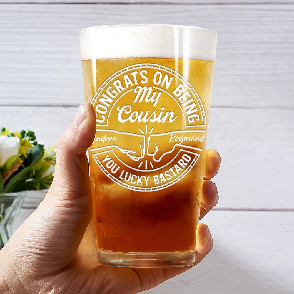 Congrats on Being My Brother – Personalized Beer Glass, Funny Gift for Brothers, Perfect for Celebrating Sibling Bond