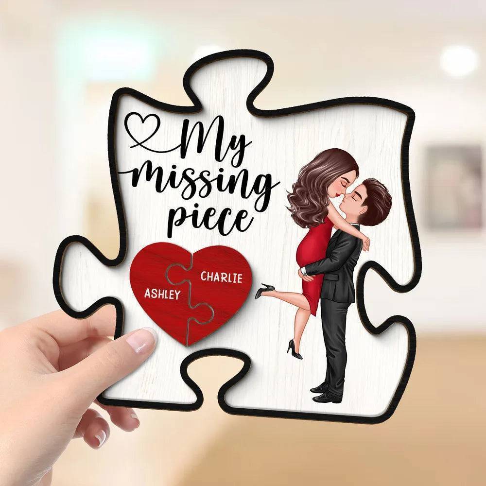 A Beautiful Expression of Deep Affection, Perfect for Gifting - 'My Missing Piece' Personalized Puzzle Heart 2-Layer Ornament- Romantic Valentine's & Anniversary Gift for Couples