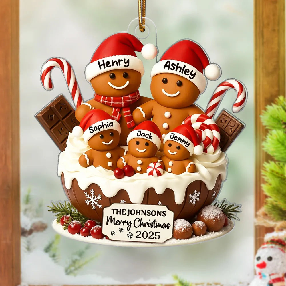 Acrylic Ornament with Gingerbread Family Design, Perfect Christmas Gift for Warm Holiday Memories