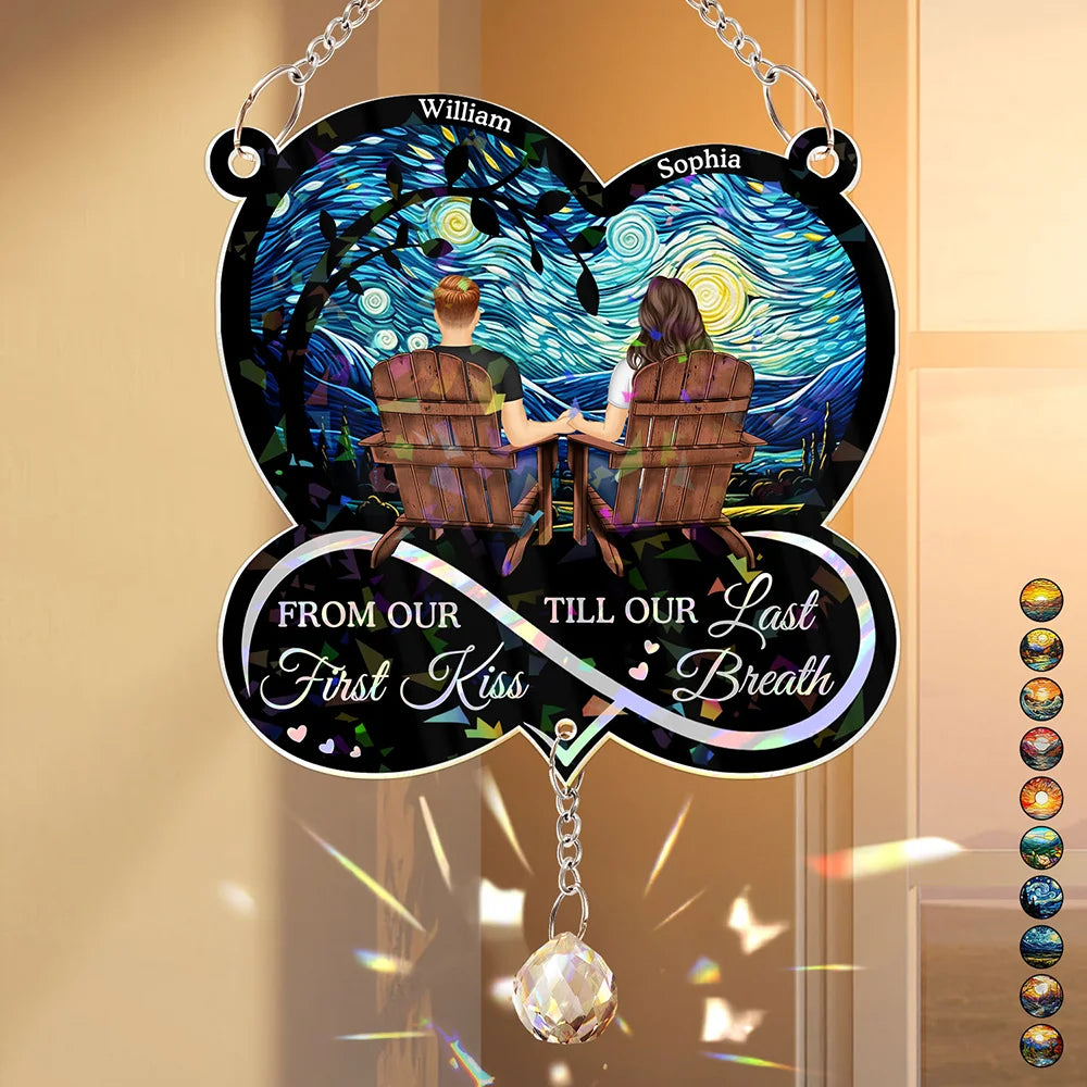 From Our First Kiss Till Our Last Breath Starry Sky Personalized Sun Catcher Ornament – Romantic Gift for Couple, Husband, Wife