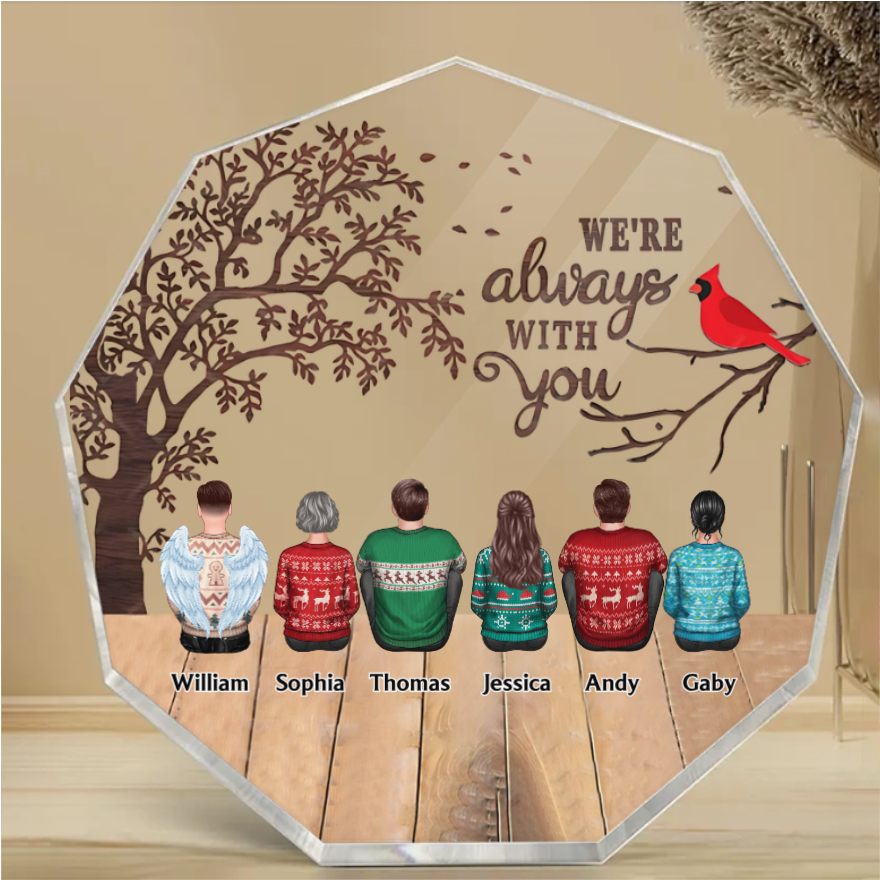 Always With You Cardinal Memorial Remembrance Keepsake Personalized Glass Ornament