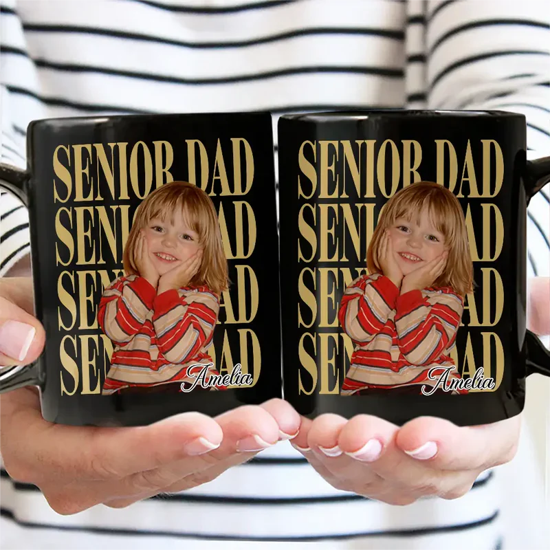 Personalized Ceramic Mug With Custom Photo And SENIOR MOM Text - Unique Mother's Day Gift For Morning Coffee Smiles