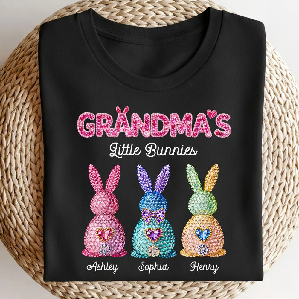 Personalized Grandma's Little Bunnies Classic Tee, Sparkly Easter Bunny Design, Unique Gift for Grandma