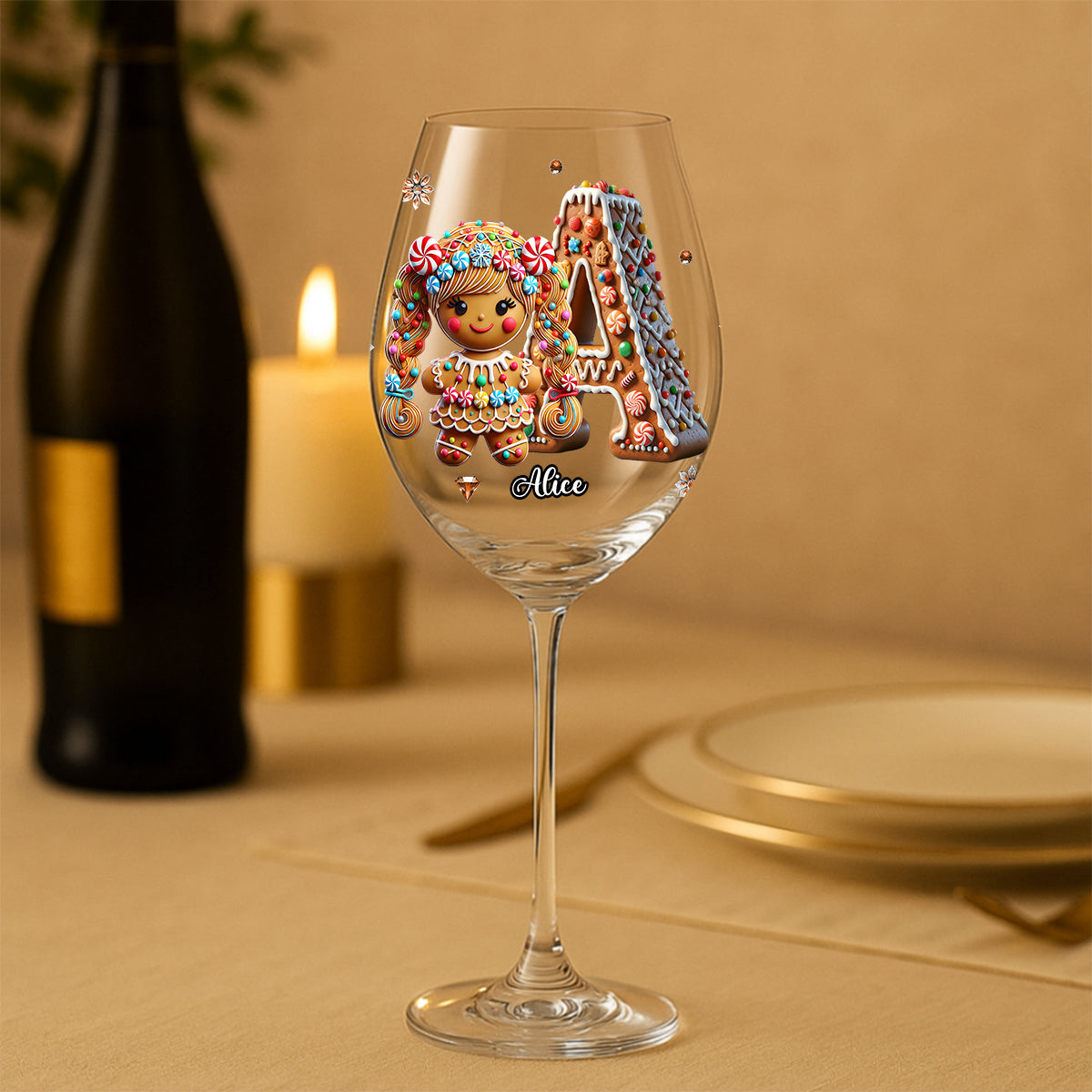 Happy Family - Personalized Family Wine Glass With Long Stem