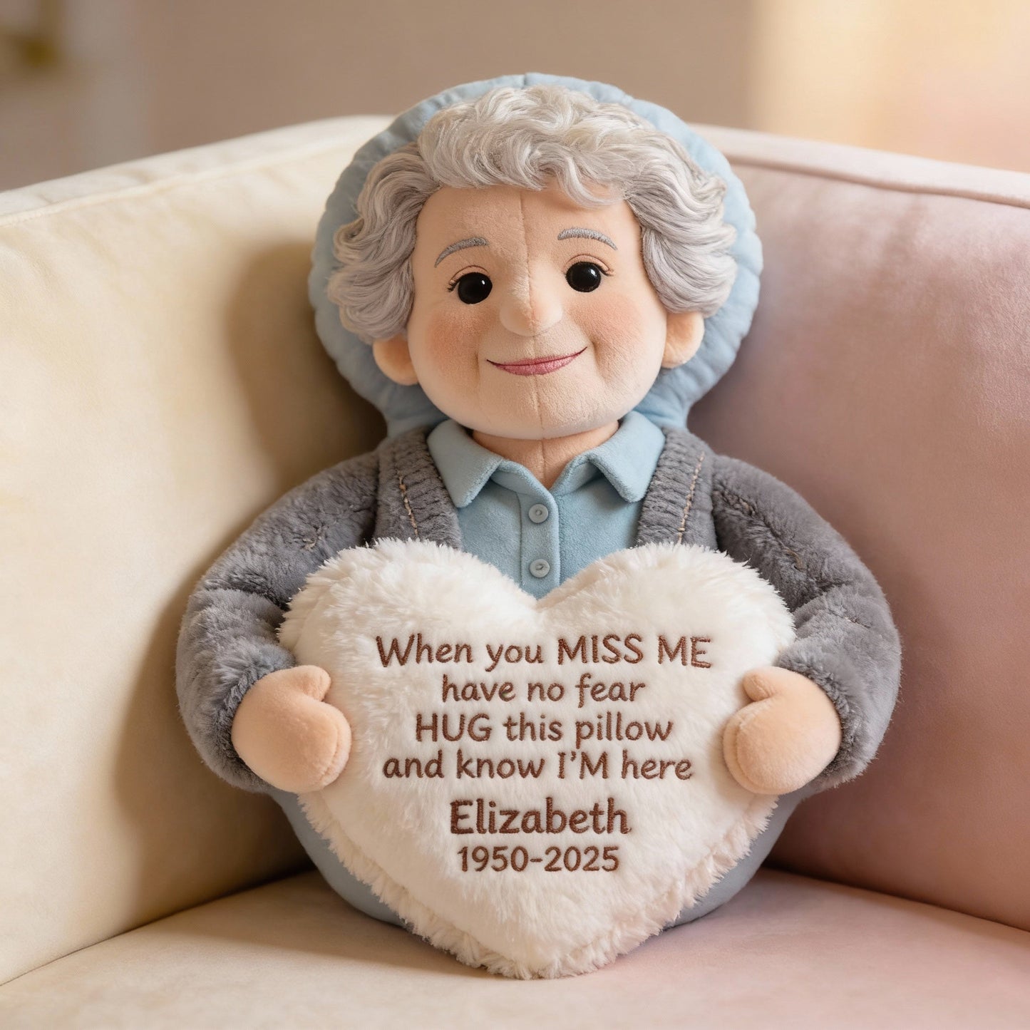 Custom Sliver Persian Cat Memorial Heart Pillow - Personalized Pet Loss Keepsake Hug Cushion - Sentimental Bereavement Gift for Cat Lovers