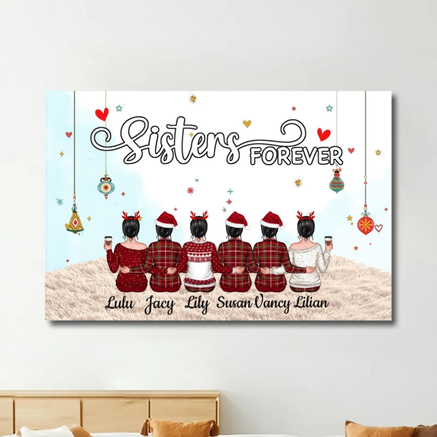 Sisters Forever - Personalized  Keychain, Ornament, Poster,Plaque, Blanket, or Cup - A Heartfelt Gift for Your Best Friend or Sister