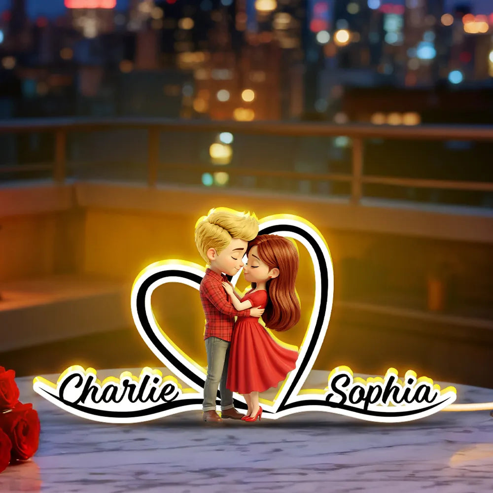 Personalized Couple Hugging Acrylic Car Hanger Rearview Mirror Decor, Cute Cartoon Style, Unique Romantic Gift for Him or Her