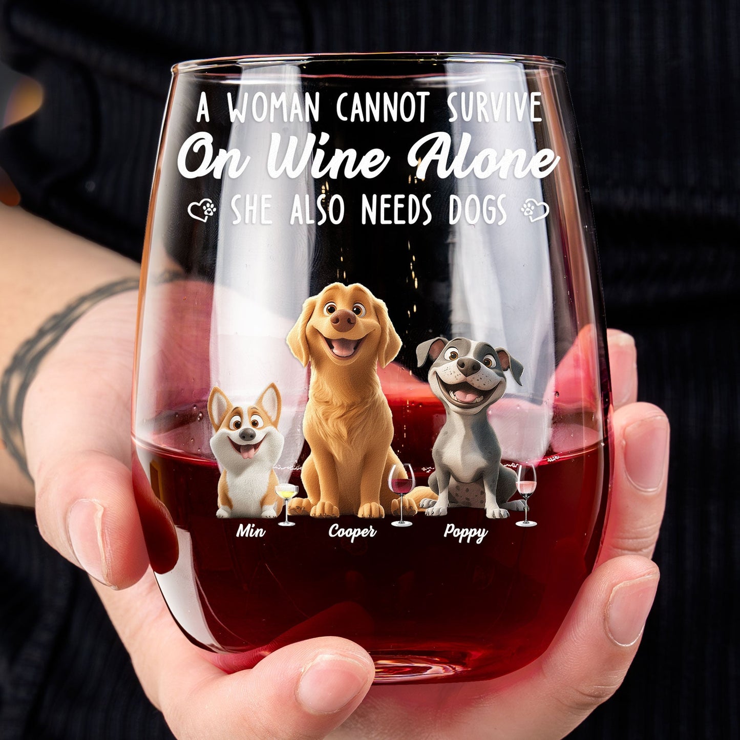 Personalized Dog Lover Wine Glass - Custom Cup Gift