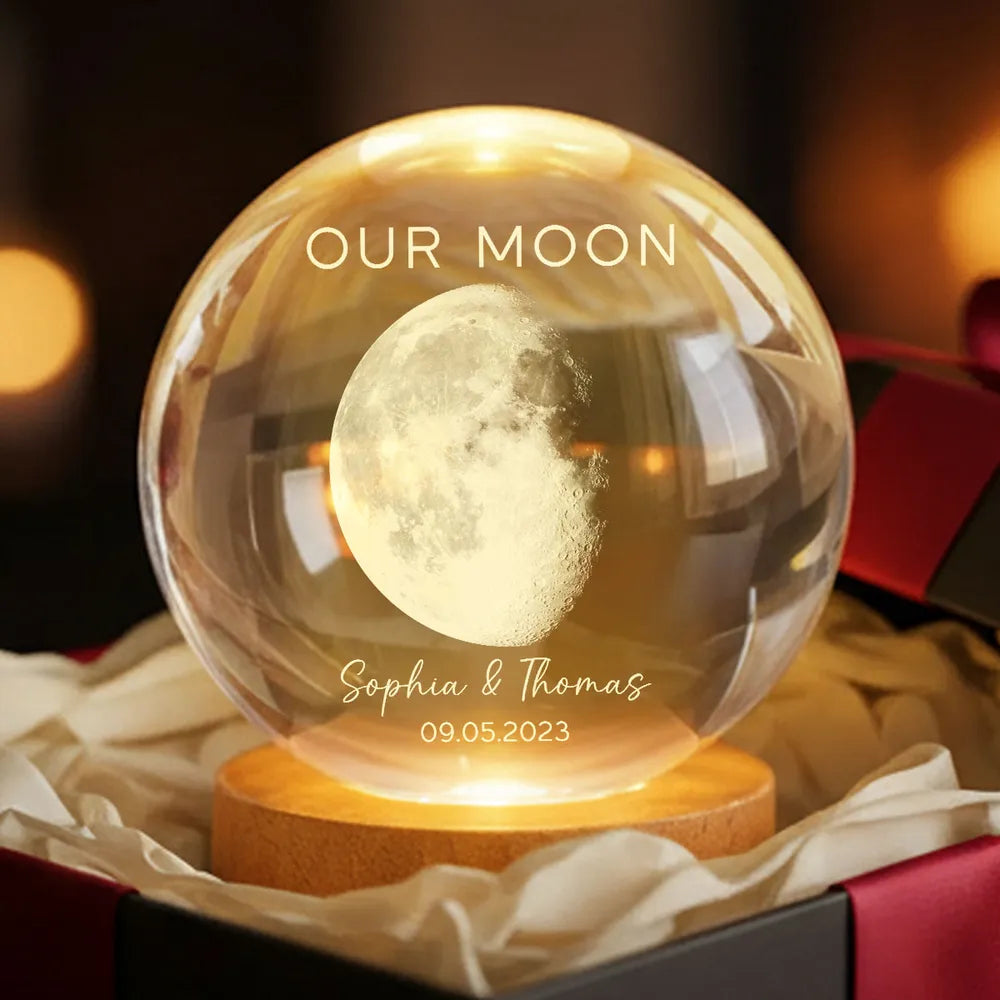 Custom Our Moon Globe Lamp, Cozy Romantic Room Glow, Meaningful Keepsake Gift for Wife Husband Girlfriend Boyfriend