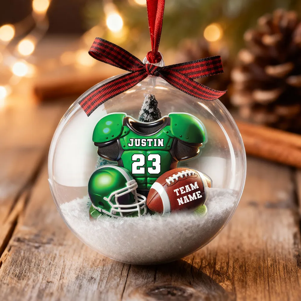 Acrylic Snow Globe Ornament with 3D Christmas Tree Inside, Clear Holiday Hanging Decor, Creative Gift for Him, Kids, Friends & Sports Fans