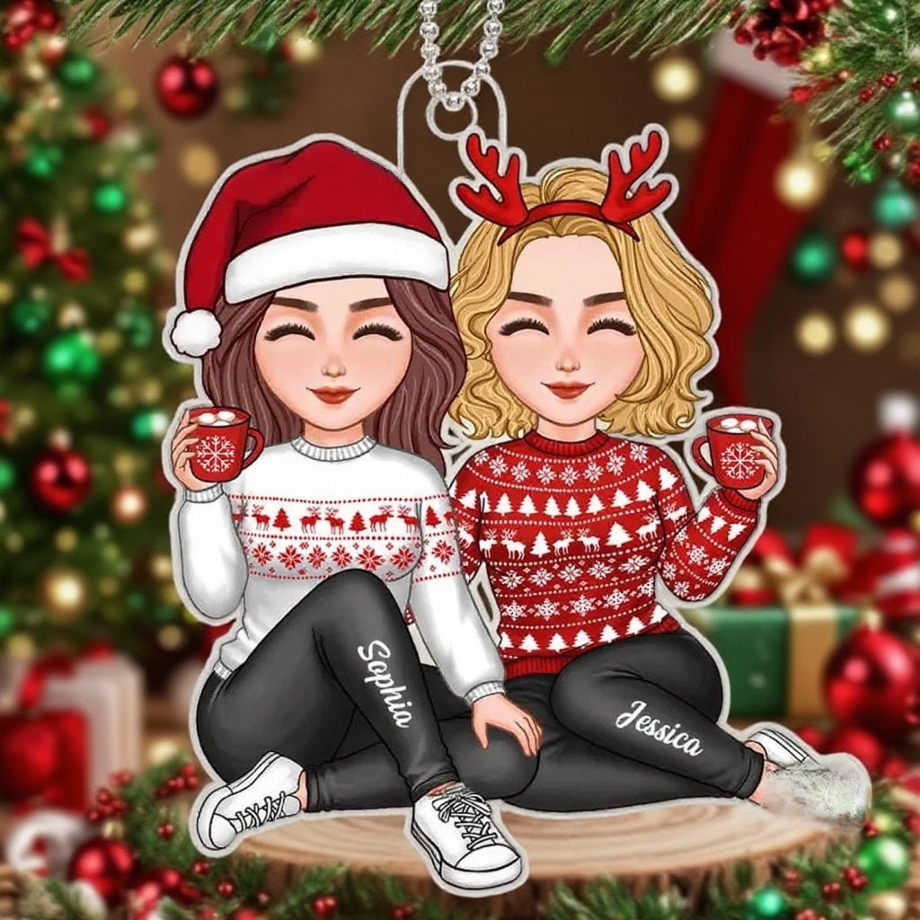 Christmas Acrylic Ornament for Sisters, Personalized Holiday Keepsake, Warm and Heartfelt Gift for Her