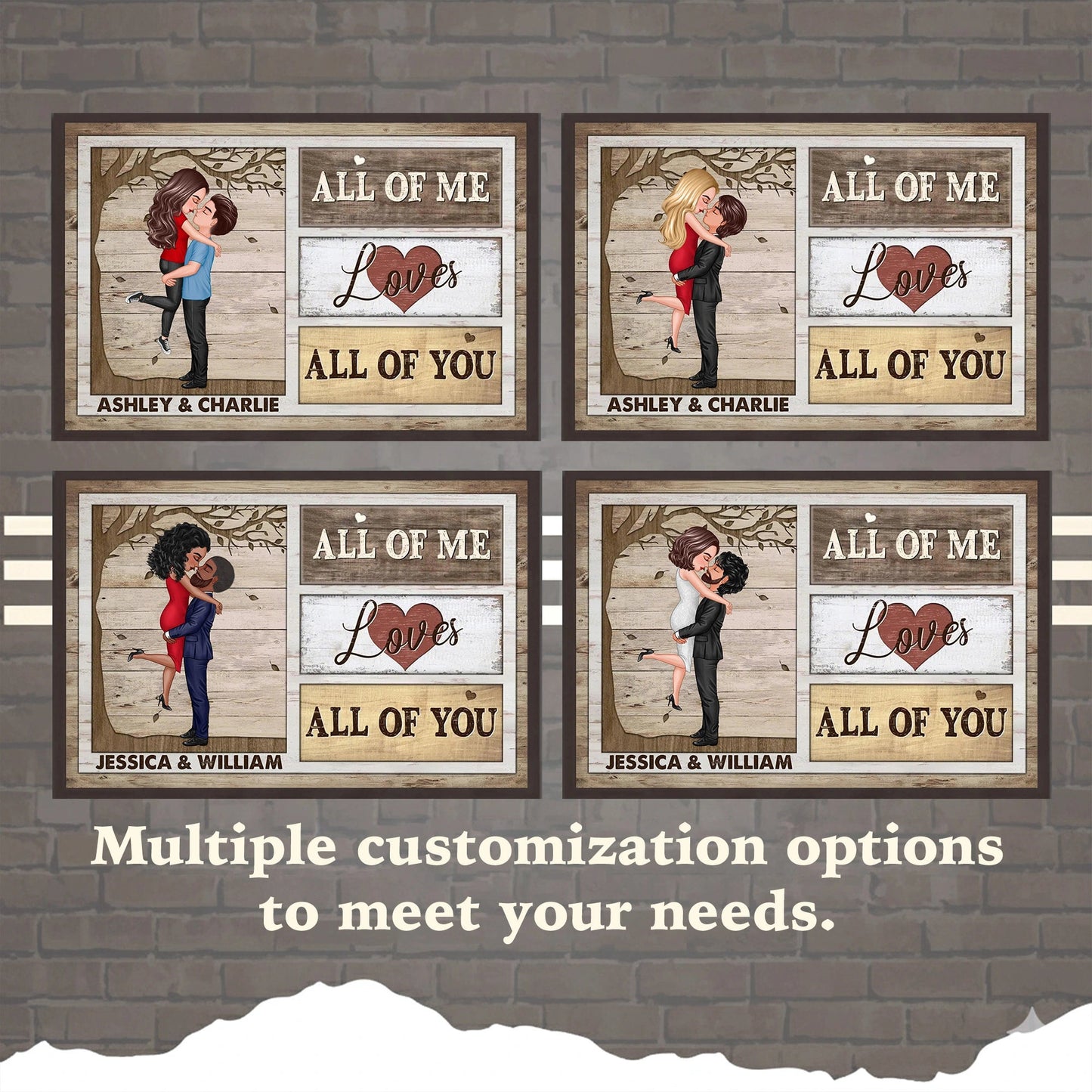 Custom Couple Poster All Of Me Loves All Of You Modern Romantic Wall Art Unique Gift For Anniversary Birthday Or Christmas