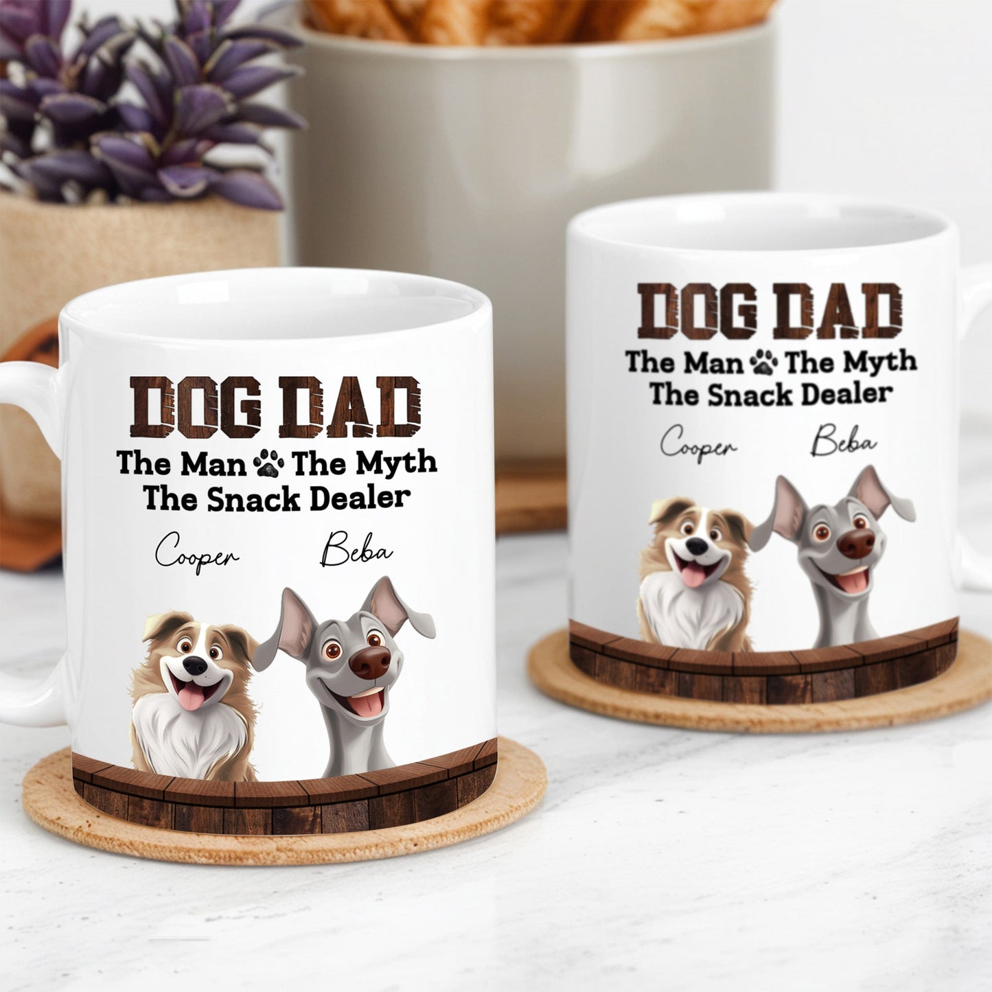 Must-Have Mug for Dog Dads - Custom White Ceramic Mug - Ideal Gift for Couples, Families on Valentine’s or Father’s Day