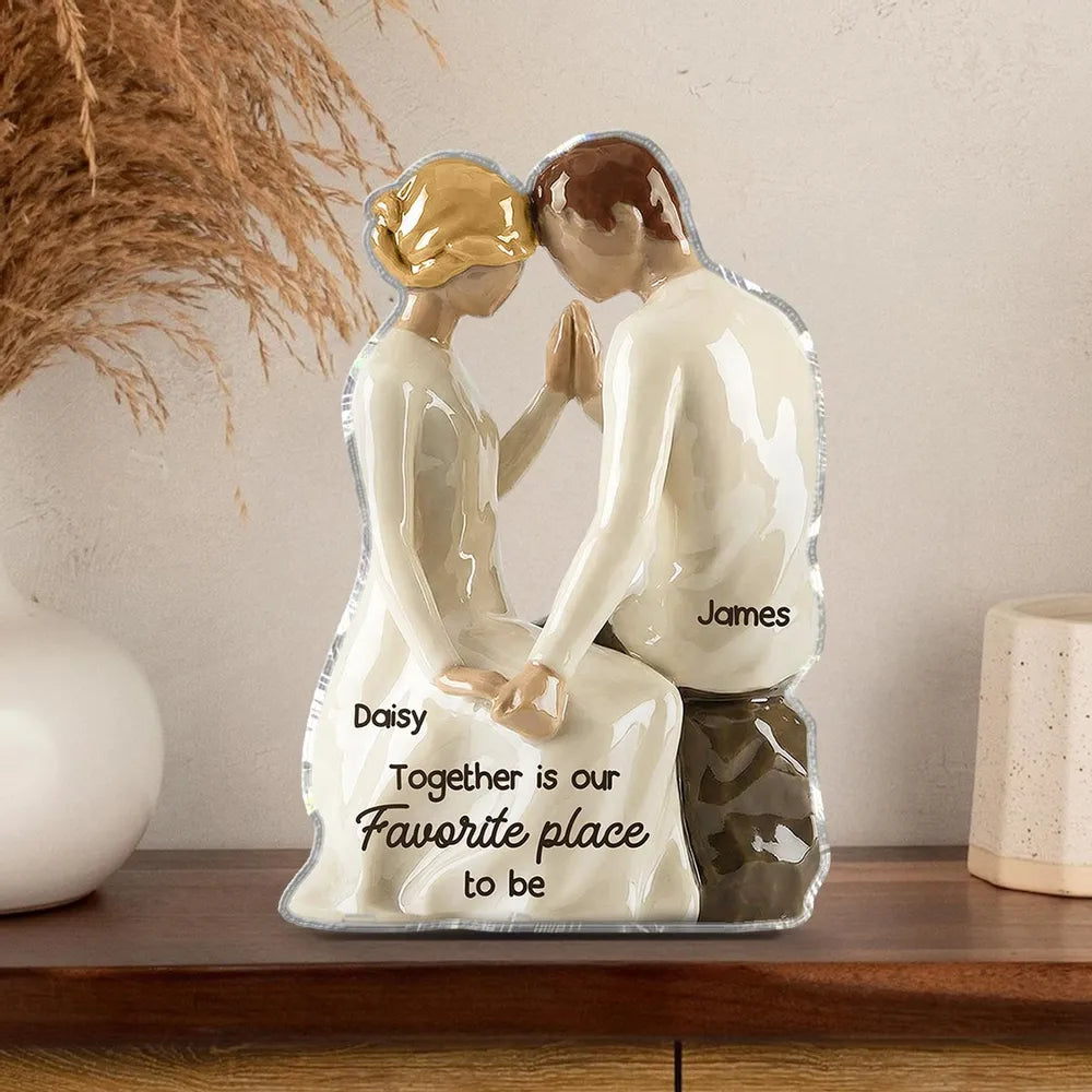 Shaped Acrylic Block Plaque Romantic Couple Keepsake Together is Our Favorite Place to Be Creative Gift for Couple Home Accent