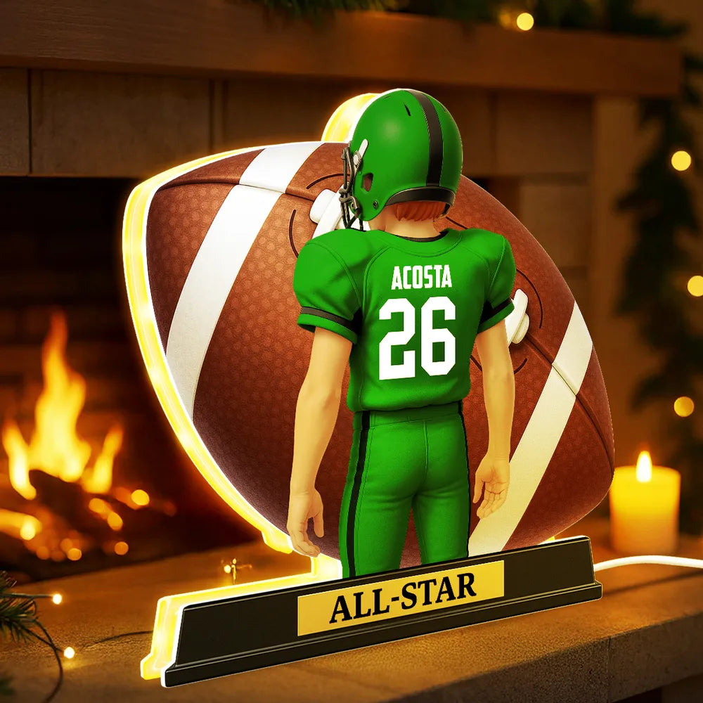 Personalized Acrylic Light Box for Football Player – Custom All-Star Design, Stadium Glow, Unique Gift for Sports Fans