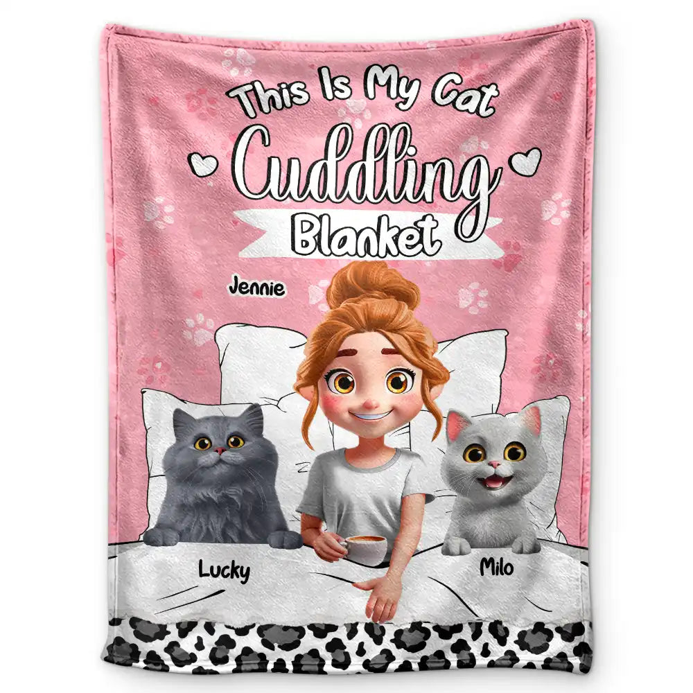 This Is My Cat Cuddling Blanket Personalized for Cat Lovers, Perfect Gift for Cat Owners, Fleece and Sherpa Blanket