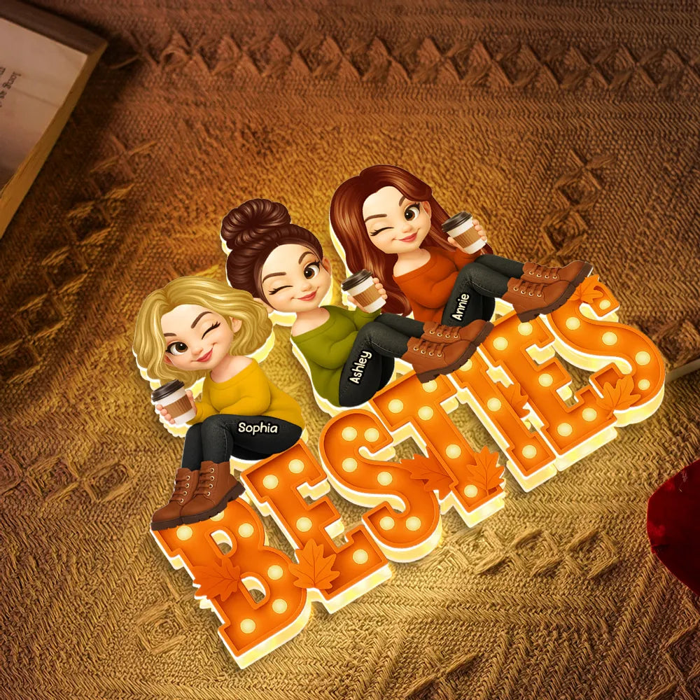 Besties Acrylic Light Box Personalized Friendship Keepsake, Cozy Bedroom Bookshelf Glow, Unique Gift for Best Friends
