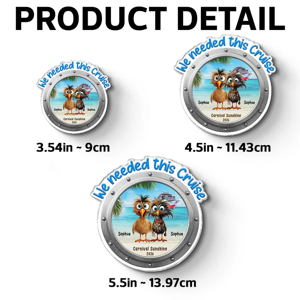 Acrylic Magnet Personalized Cruise Door Magnet with Funny Whimsical Bird Couple Ocean Scene Sweet Trip Memory Unique Gift