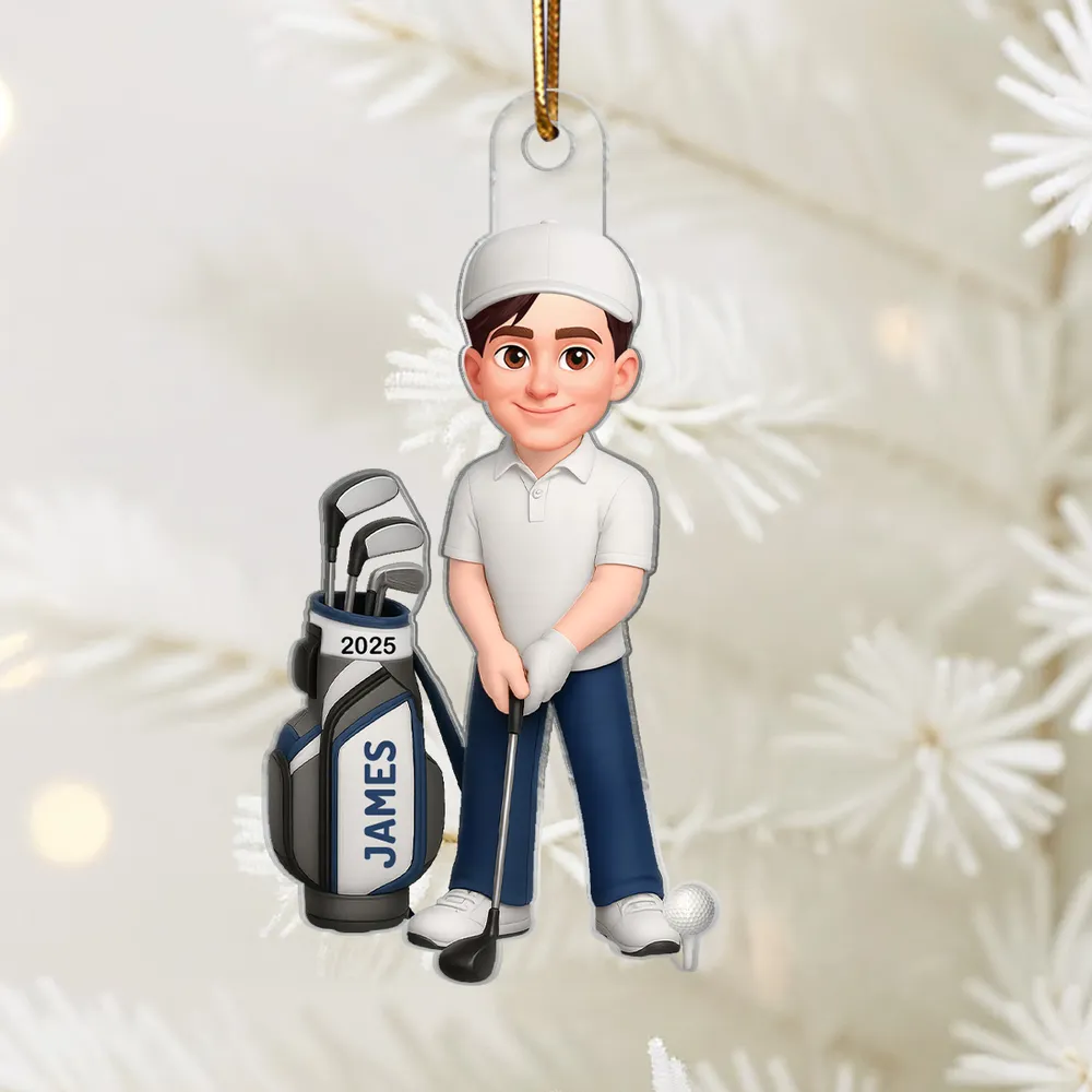 Personalized Acrylic Ornament Golf Couple Design for Golfers – Cute Custom Keepsake & Unique Holiday Gift