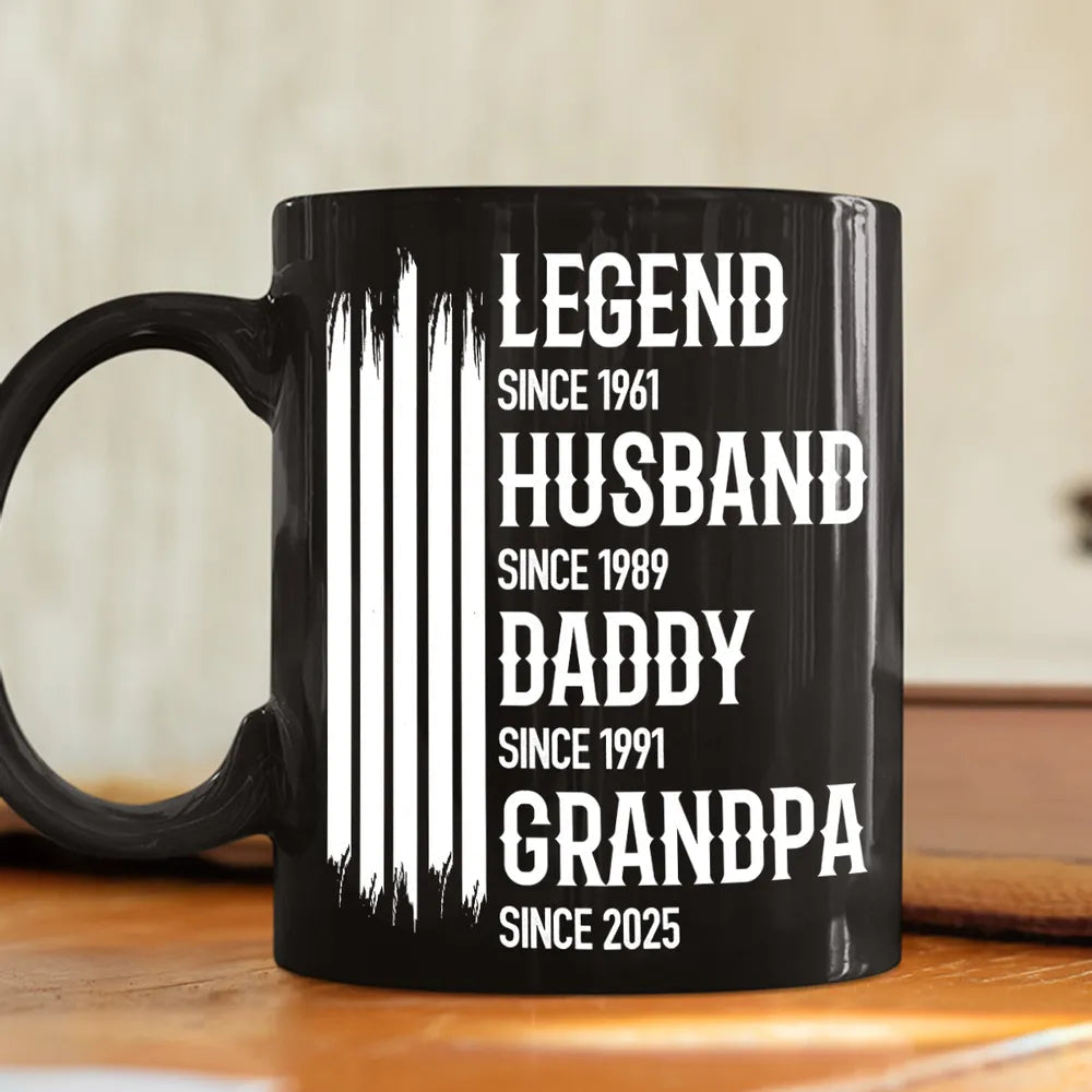 Personalized Full Color Mug Legend Husband Daddy Grandpa Quote, Bold Black Coffee Time Gift for Dad or Grandpa