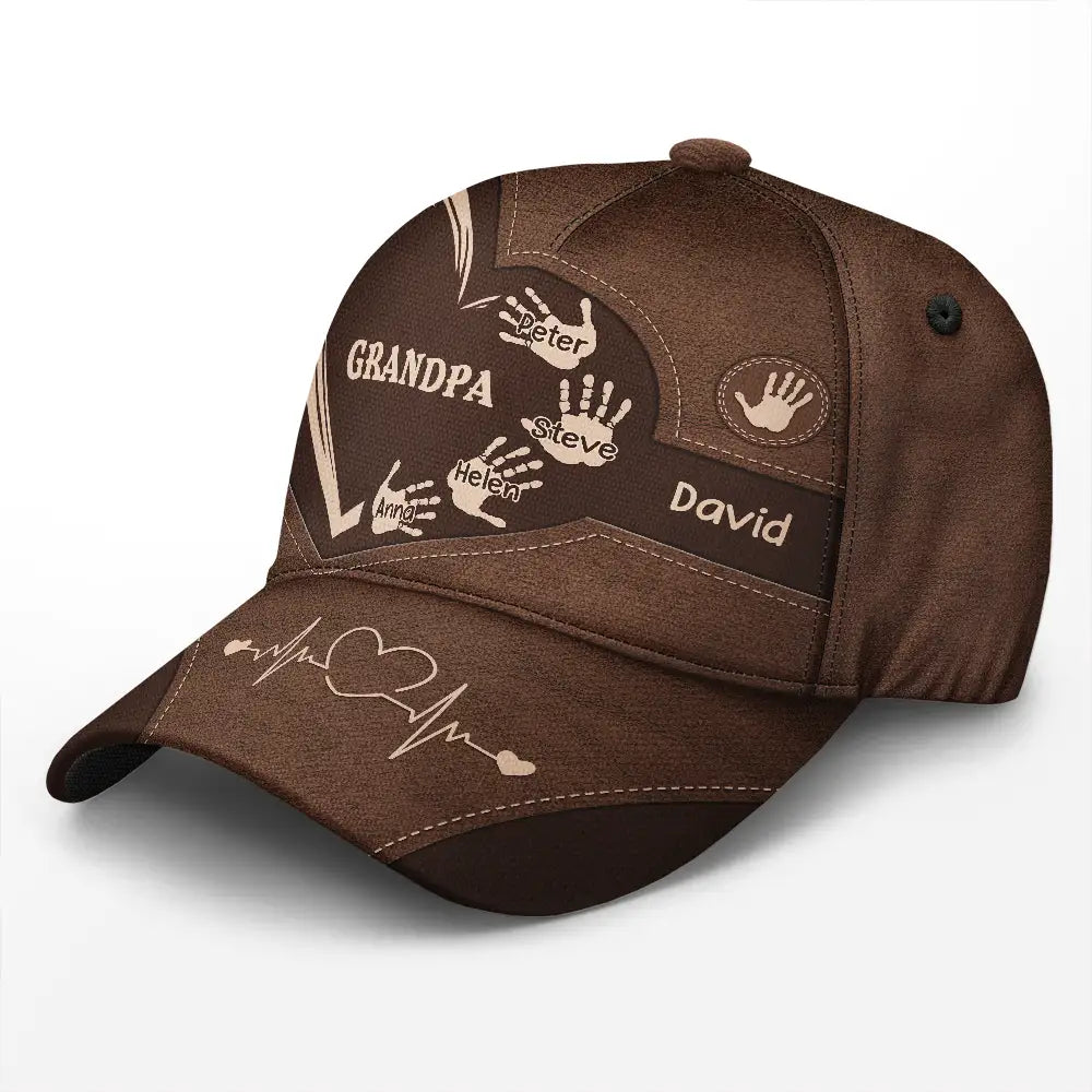 Customized Grandpa Classic Cap with Kids’ Handprints – Sentimental Gift for Father’s Day